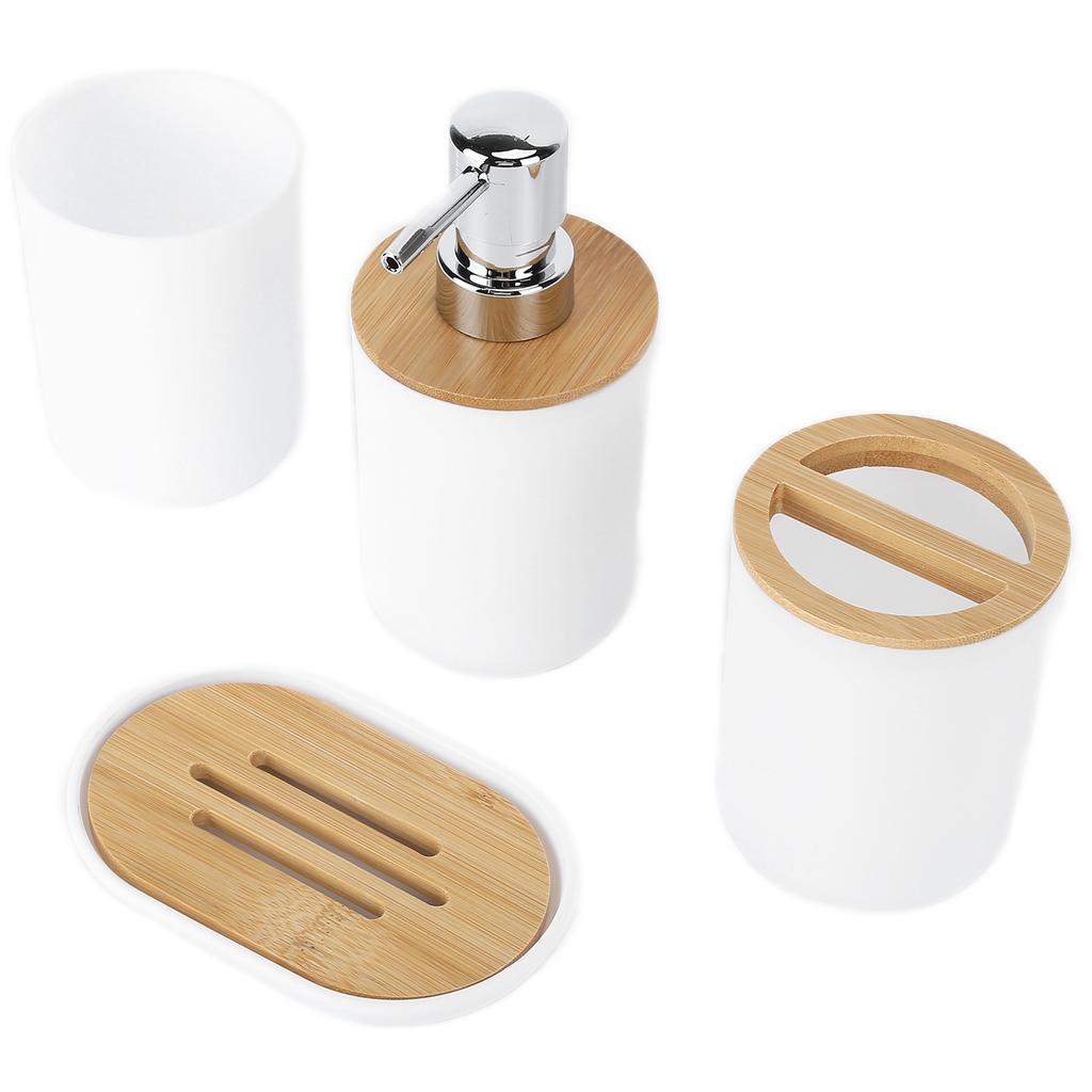 4Pcs Bathroom Accessory Set Bamboo Waterproof Gift Toothbrush Cup for Home Hotel