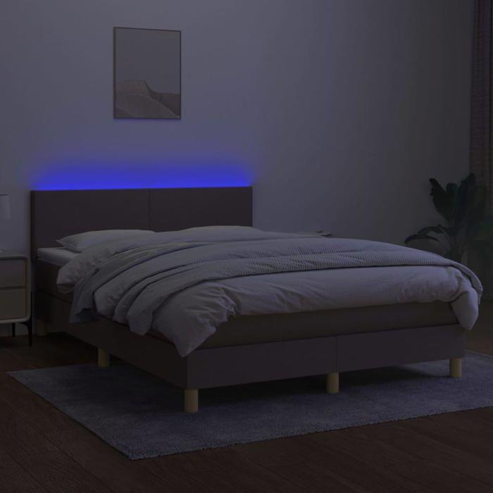 Maison Exclusive - Sommier à lattes de lit avec matelas LED Taupe 140x200 cm Tissu