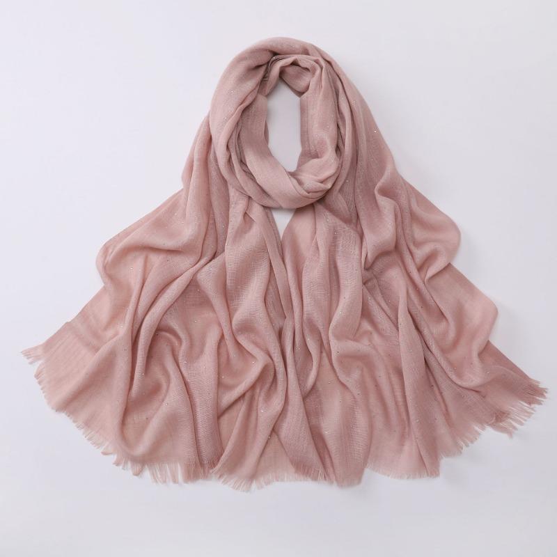 Soft Versatile Solid Bamboo Yarn Scarf With Star Rhinestone For Women