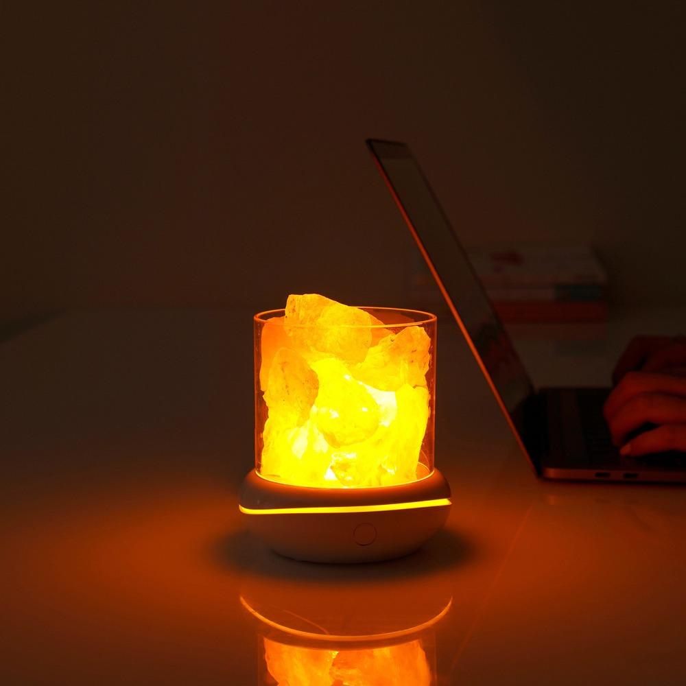 5V Salt Stone Night Light USB Powered Aromatherapy Diffuser LED Rock Crystal Night Lamp  Office