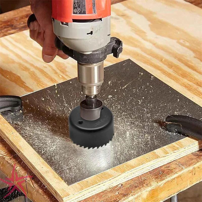 Hole Saw Drill Bits Kit 8pcs 19-127mm with Mandrel Hex Shank for Metal Woodworking Cutting Tools