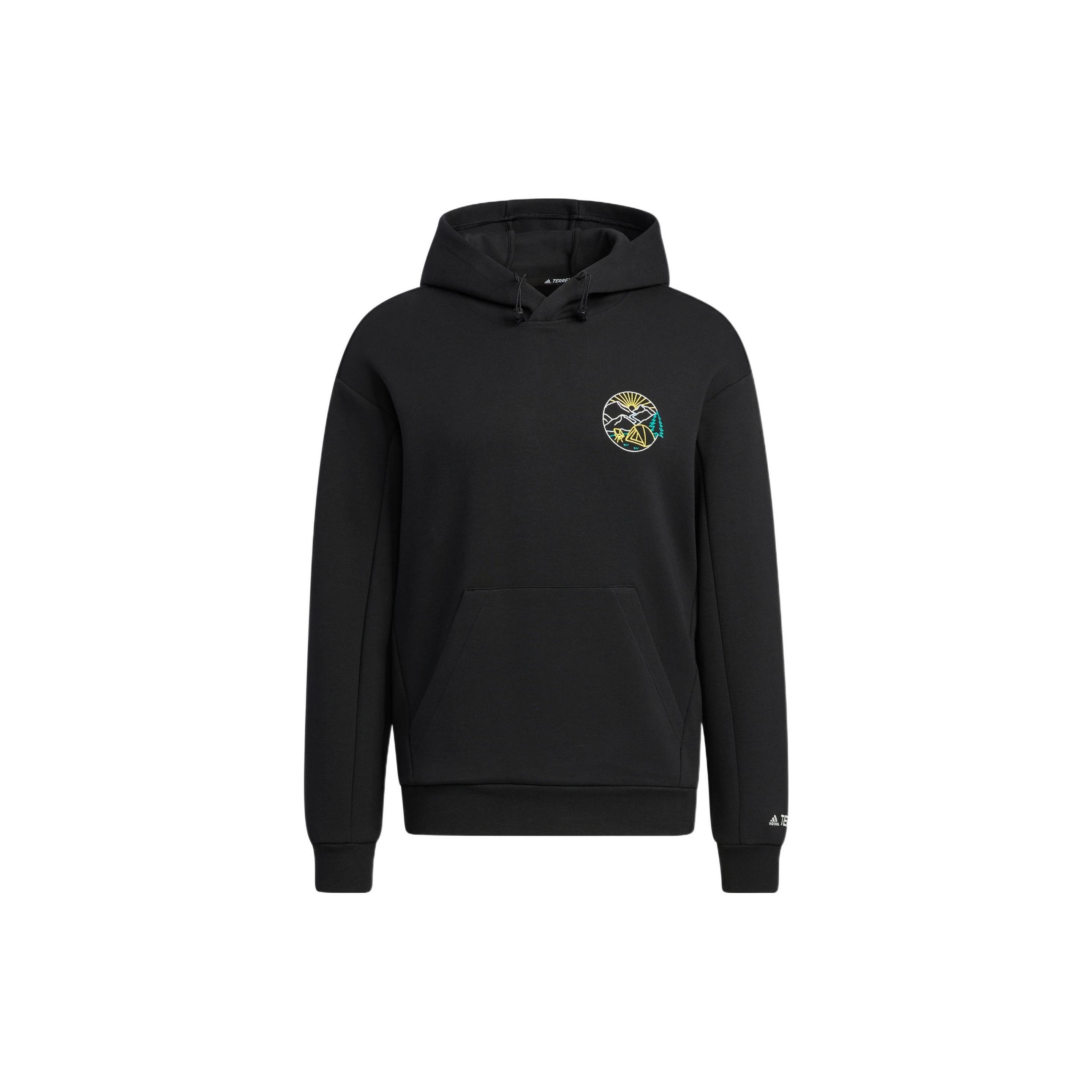 adidas Gfx Hood Swt Back Abstract Pattern Printing Kangaroo Pocket Sports Hooded Long Sleeves Black Men s HN2018 S