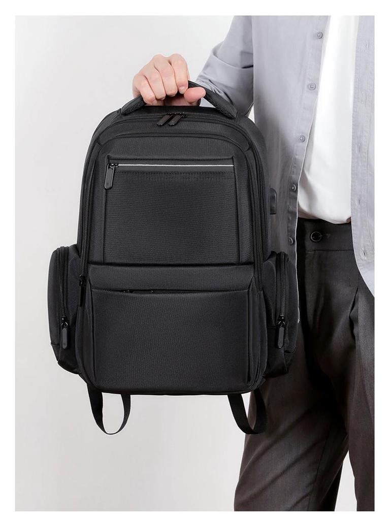 Men's Large Capacity Color Block Laptop Backpack - Business Casual & Student Friendly