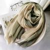 Lightweight Gradient Color Scarf Unisex Fringe Shawl Wrap Cotton Linen Scarf  For Women Ladies