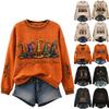 Women's Halloween Print Pullover Neck Long Sleeve Top