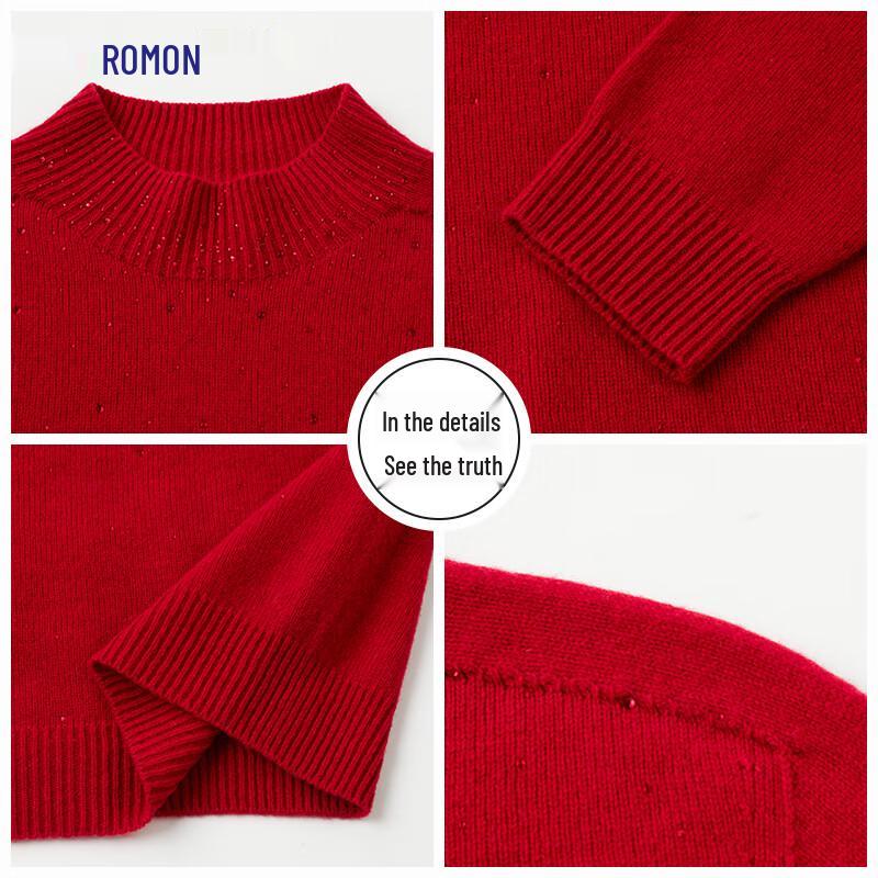 Luomeng Women's 100% Lambswool Mock Neck Sweater