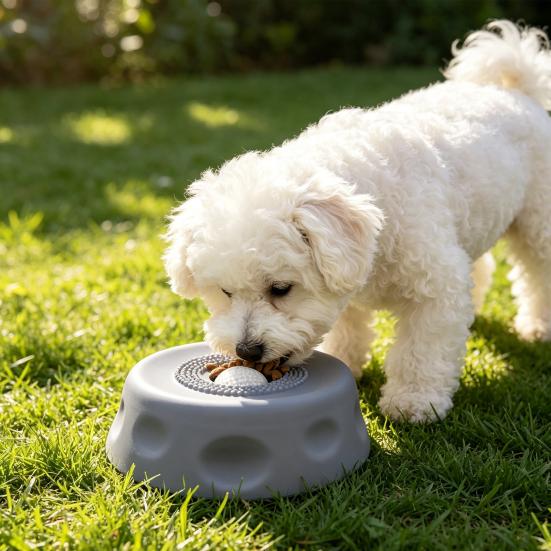 Dog Lick Bowl Ball with Non-Slip Interactive Rotating Ball Design Slow Feeder Feeding And Boredom Relief Bowl for Wet Food Yogurt Peanut Butter