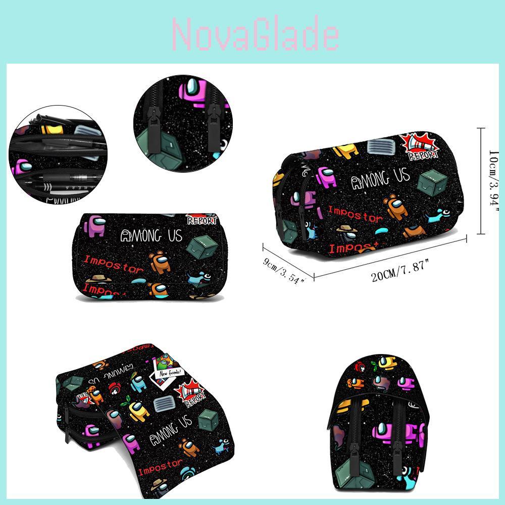 Set de Bolso Escolar Among Us Con Material de Nylon Para la Escuela y el Uso Diario