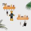 Heavy Duty Screw Fixation Hooks Wooden Key Holder with 5 Hooks, Cartoon House Theme Organizer, Multi Entryway Wall Storage Purpose Hanging Rack