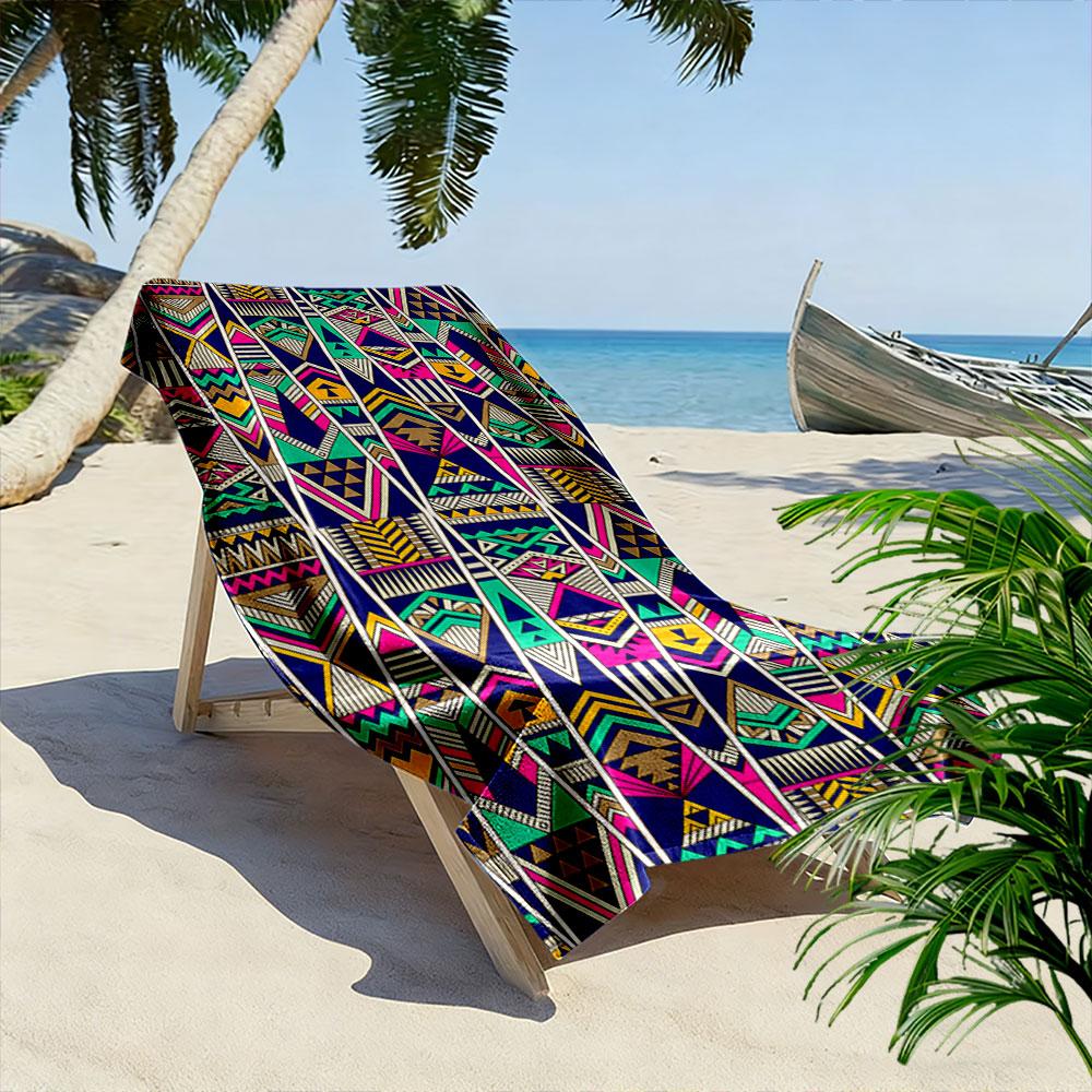 Geometric Tribal Pattern Towel Beach Towel Quick-drying for Travel Outdoor Sports Jogging Beach and Swimming