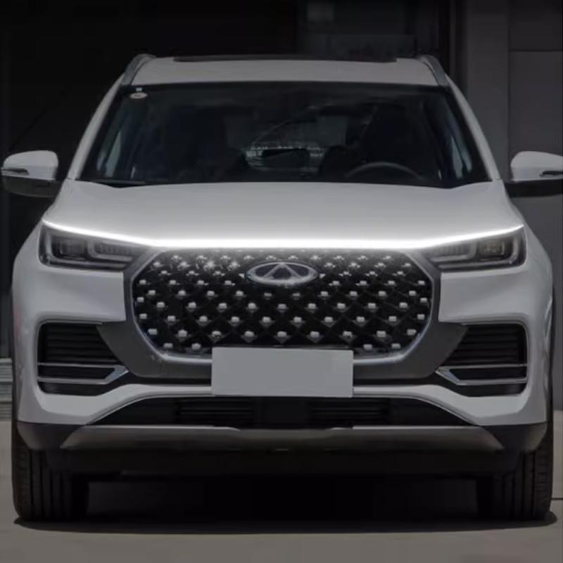 Chery Tiggo 8 Pro Car LED Hood Daytime Running Light Strip Waterproof Flexible Auto Decorative Through Lamp