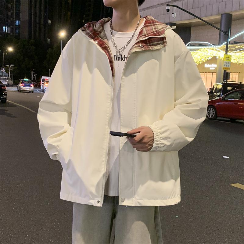 

Осенне-зимняя двухсторонняя куртка с капюшоном, два открытых пары, свободное повседневное пальто M хаки