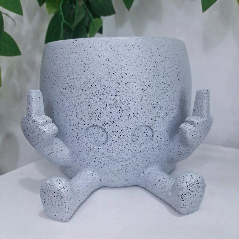 Middle Finger Succulent Planter Pot Cute Mini Table Decoration Mini Little Person Flower Planter Creative for Home Office