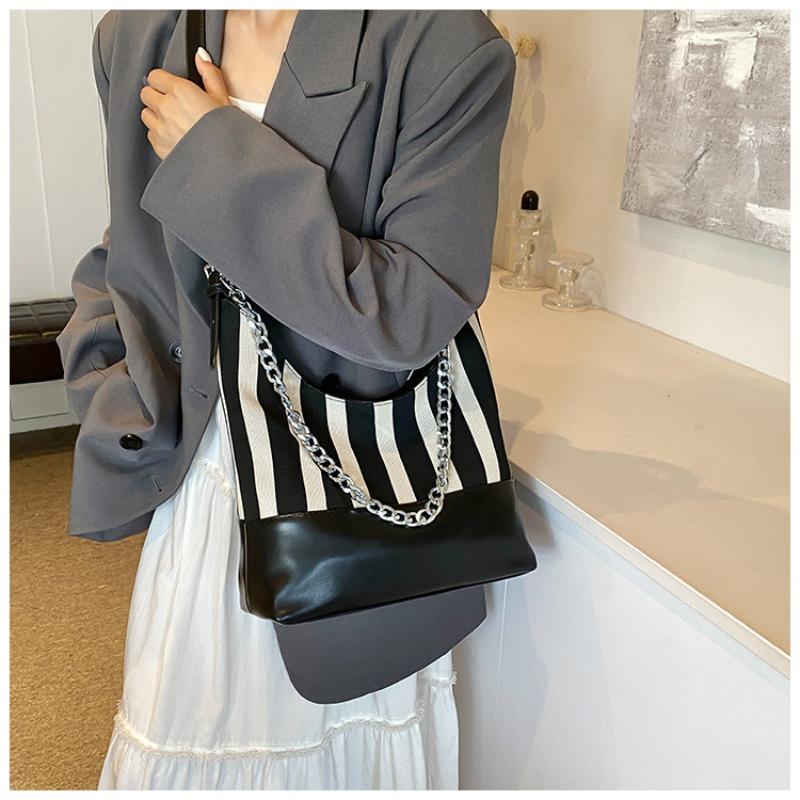 Casual Contrasting Color Large-capacity Bag Women's Fashion Commuter Shoulder Bag Tote Bucket Bag Work Bag