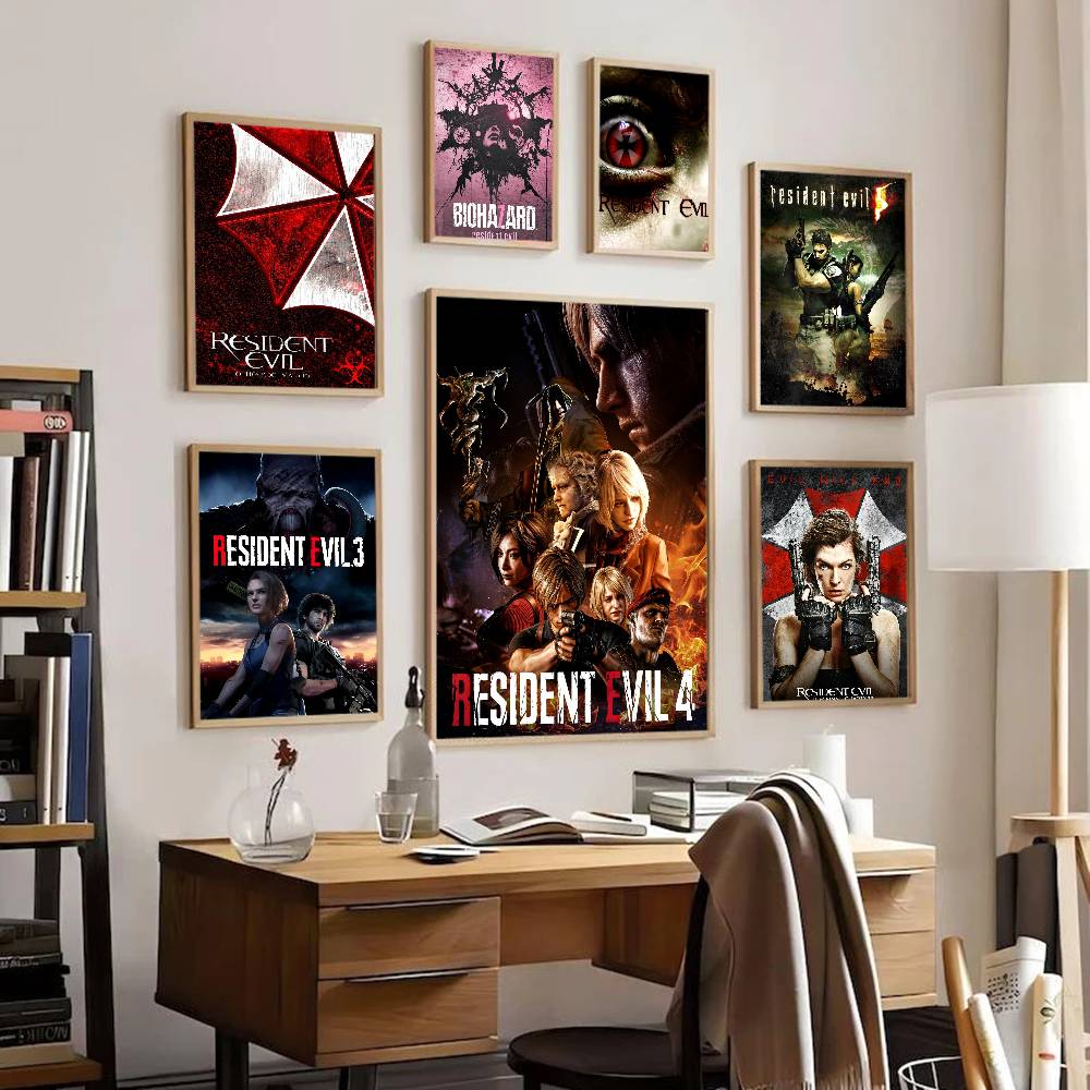 Game R-resident Evil Anime Posters Sticky Whitepaper Sticker DIY Room Bar Cafe Kawaii Room Decor