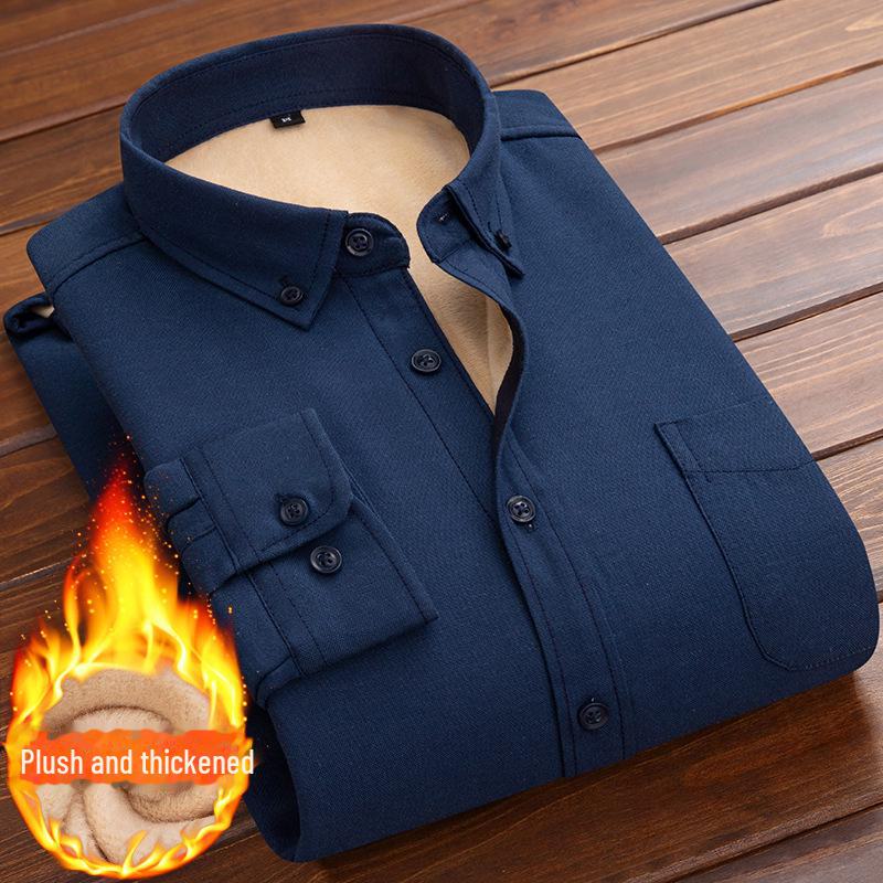 Cămașă de catifea cu mânecă lungă pentru bărbați, trend urban - Călduroasă, croială largă, business casual