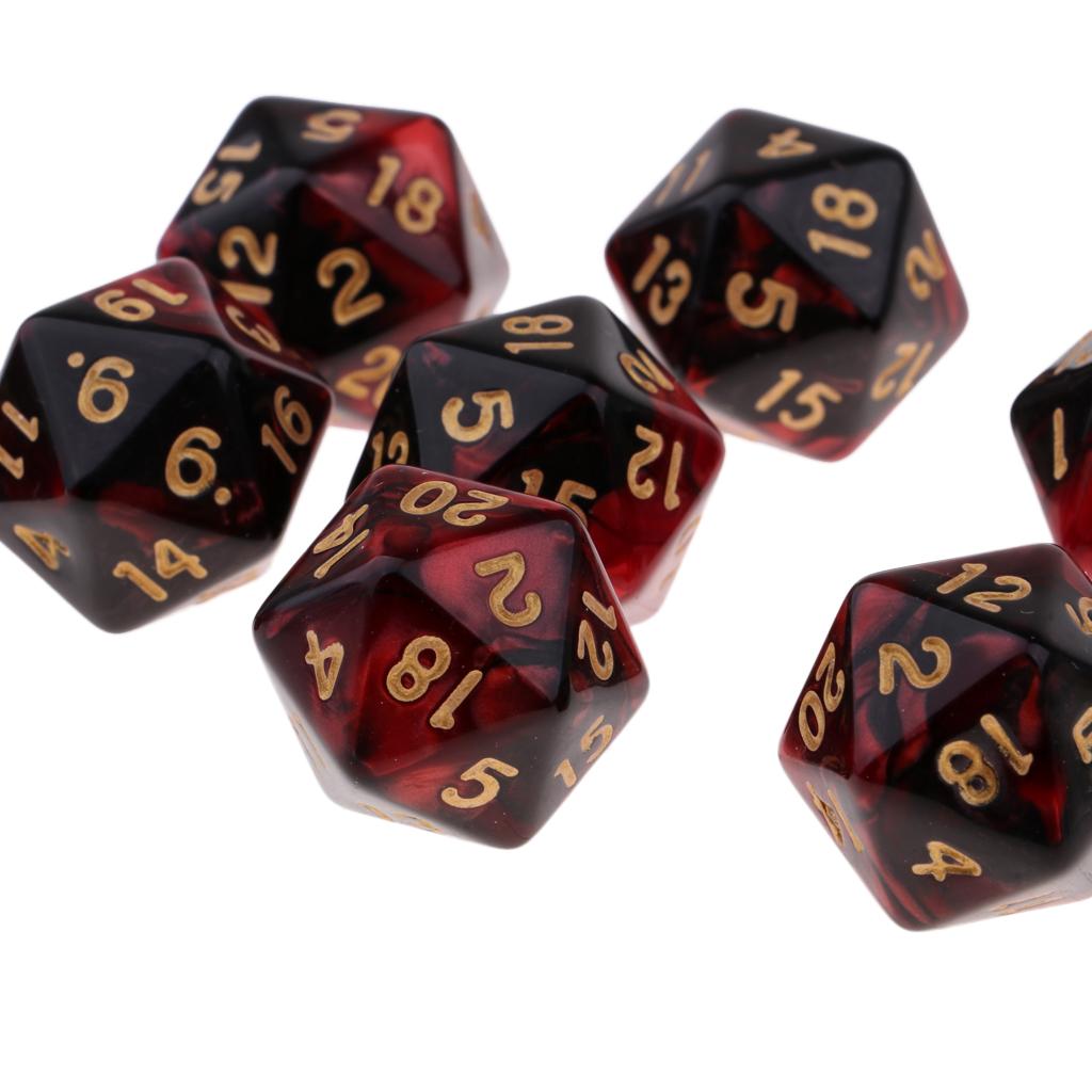 10pcs/Set D20 Colored Acrylic Polyhedral Dice 20-sided Dice Game Set Two-COLORS DND Dice Set for D&D TRPG Board Game Dice