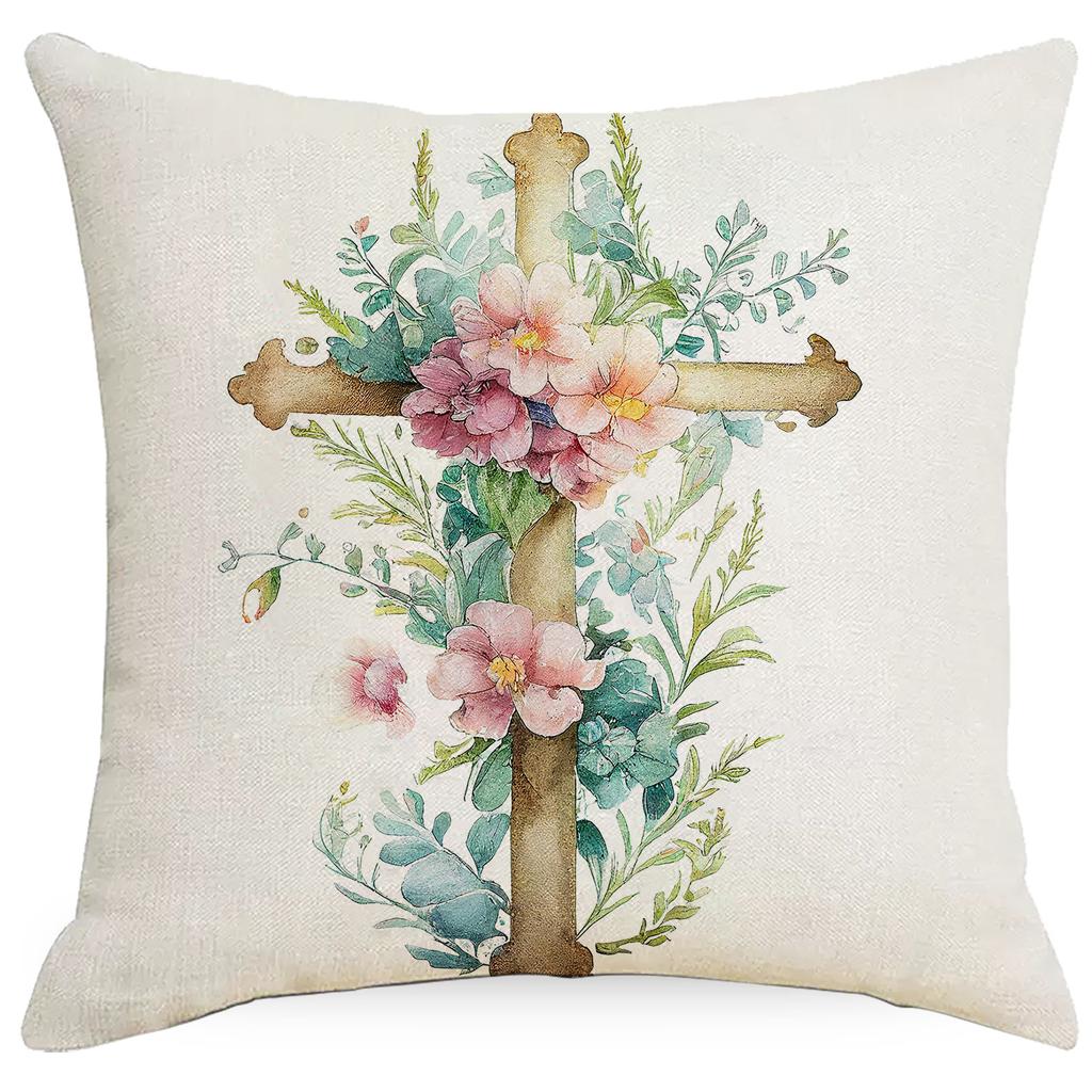 New Easter Pillowcase Spring Retro Rabbit Easter Egg Decorative Pillow Sofa Cushion Cover