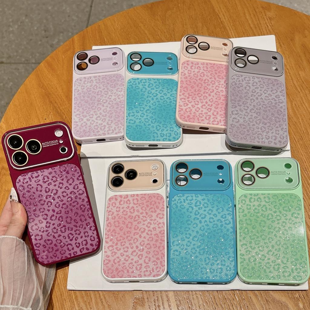 The New Glitter Smudges Leopard Print and Changes In Seconds 17 for iPhone17promax Mobile Phone Case 16pro All-inclusive 14/15.
