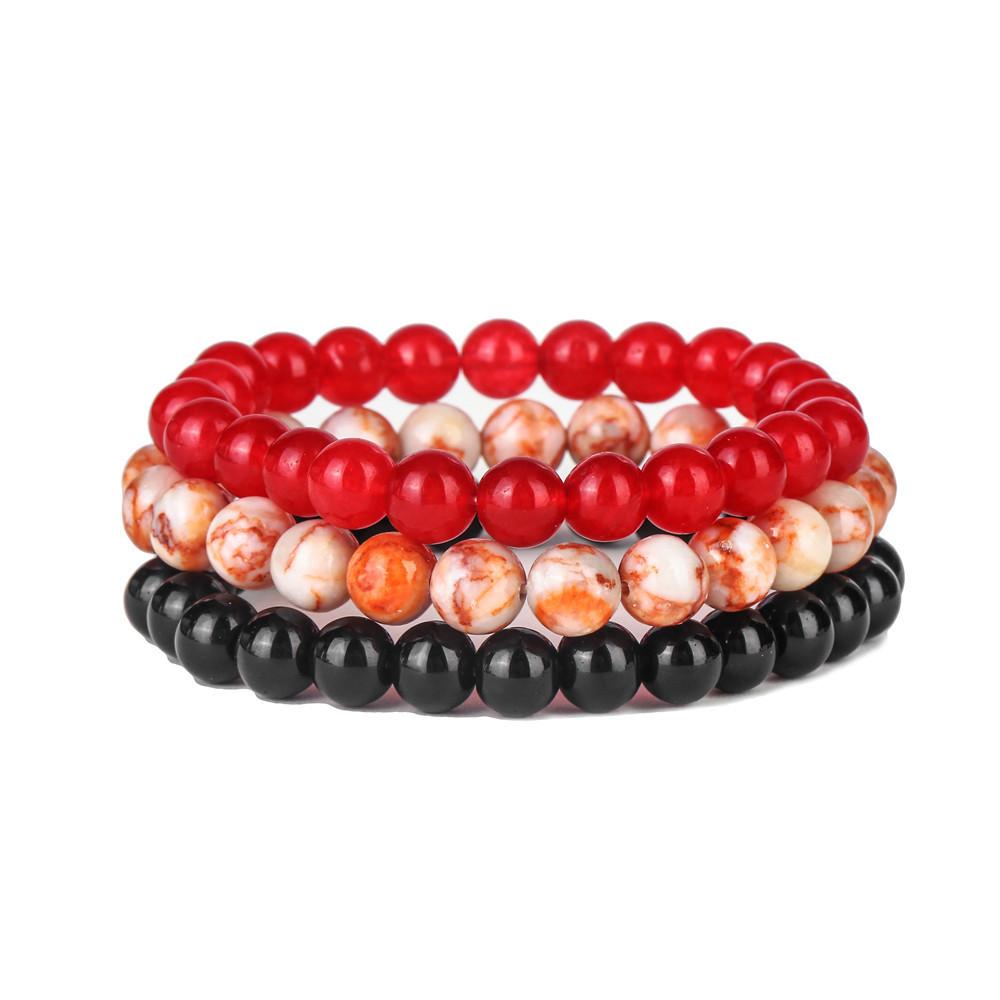 Bohemian Wind Powder Crystal Black Nao Yoga Bead Bracelet Combination Elastic Beaded Bracelet Couple Bracelet Non-Fading
