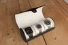 Case Elegance Wrap-around Watch Case, Faux Leather Watch Case, Portable Storage Box (Black, 3 Slots)