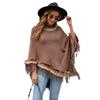 Mao Mao Yu Women's Solid Color Tassel Cape: 2023 Autumn/Winter European & American Loose Knit Pullover Shawl