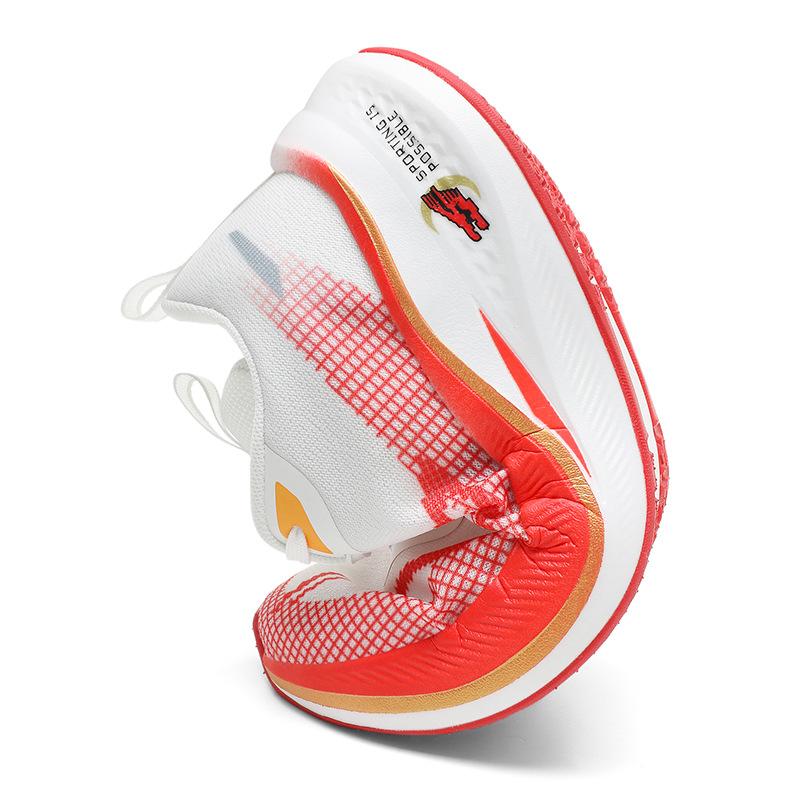4C Ultra-light Carbon Board Running Shoes Thick-soled Men's and Women's Mesh Shock Absorption and Rebound Versatile Lightweight Body High School 