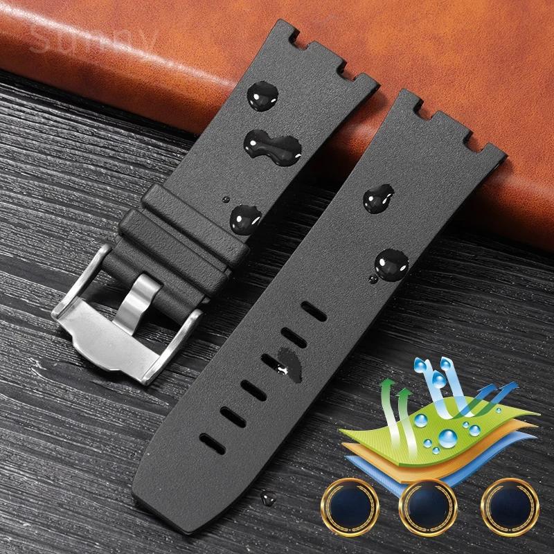Vodotěsný gumový silikonový řemínek na hodinky Pánský řemínek pro AP 15710 26067 26470 15703 26178 Aibi Royal Oak Offshore Series 28mm Černý