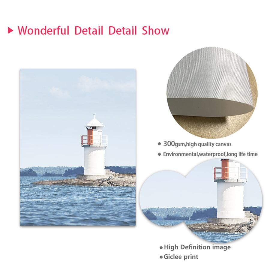 Blue Rose Ocean Beach Bike Starfish Lighthouse Posters And Prints Wall Art Canvas Painting For Living Room Decorative Pictures