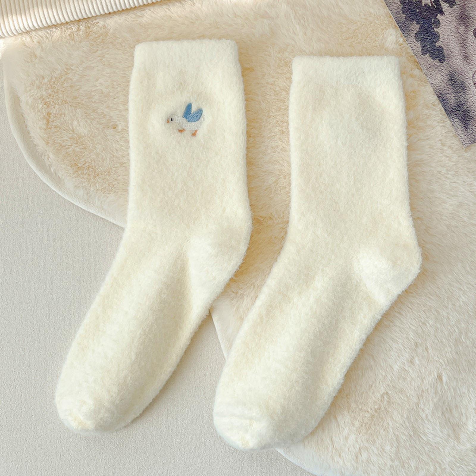 

Зимние женские носки до середины икры из австралийского бархата, милые животные, норковый бархат, утолщенные и теплые плюшевые носки для дома после родов One Size