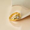Minimalist Gold Plated Round Circle Zircon Ring for Women Vintage Geometric Waterproof Rings Fashion Wedding Party Jewelry