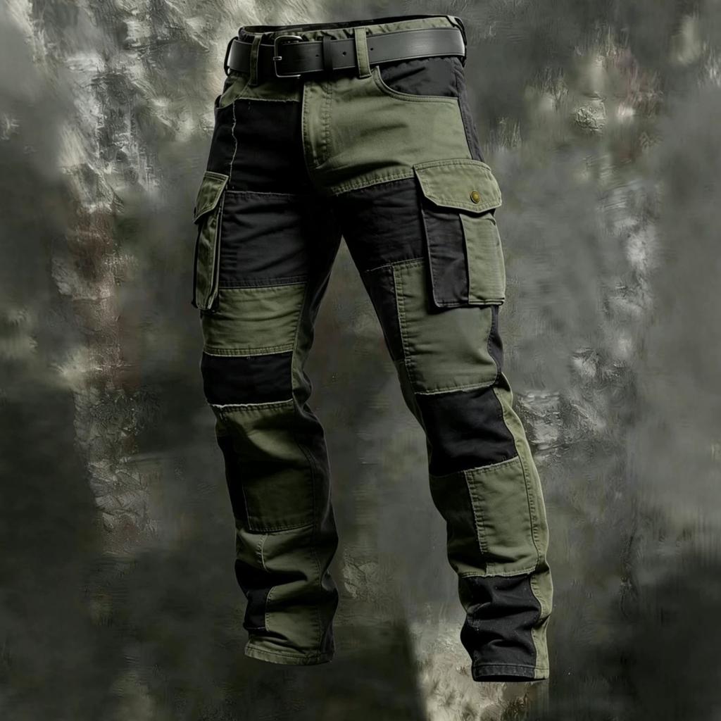 2026 New Style European Men's Multi-color Block Tactical Multi-pocket Outdoor Workwear Pants