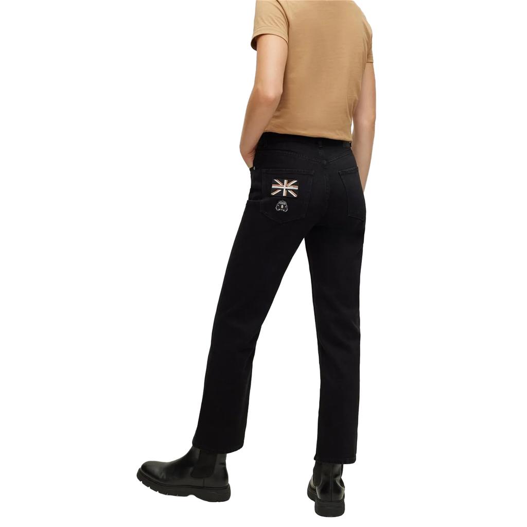 Hugo Boss Kadın/Bayan Deri Yama Crop Düz Kesim Kot