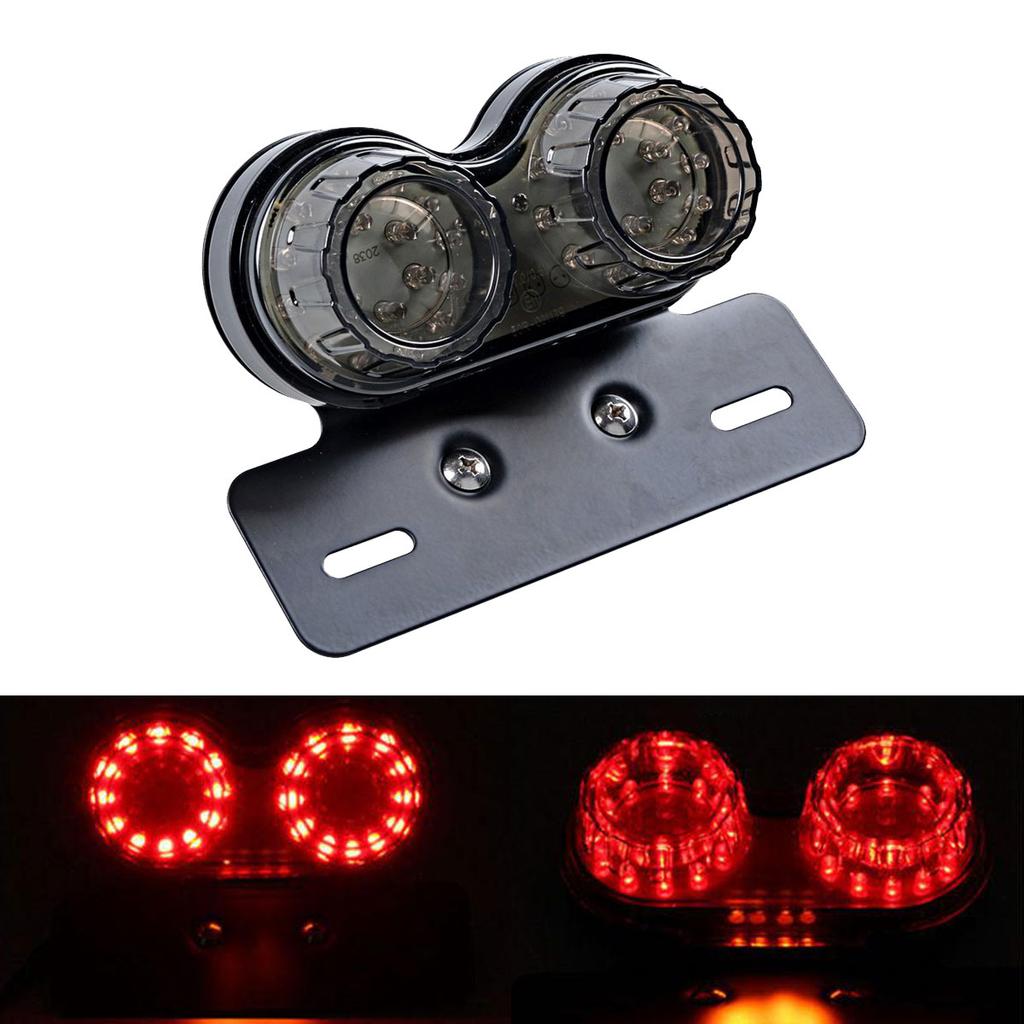 Universal 12V Motorcycle LED Brake Tail Light Signal Lights LED Integrated Tail Light with License Plate Bracket White Yellow