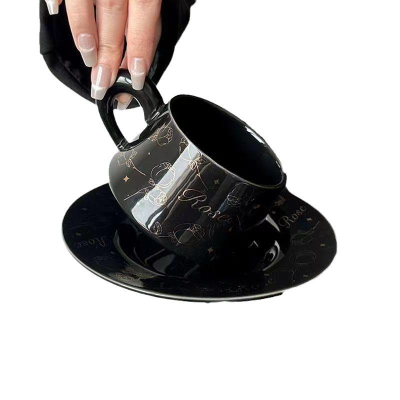 Tasse en Céramique Rose pour Femmes Vent Luxe Léger Élégant Fleur Tasse à Café Soucoupe Set Thé de l'Après-Midi Tasse à Latte
