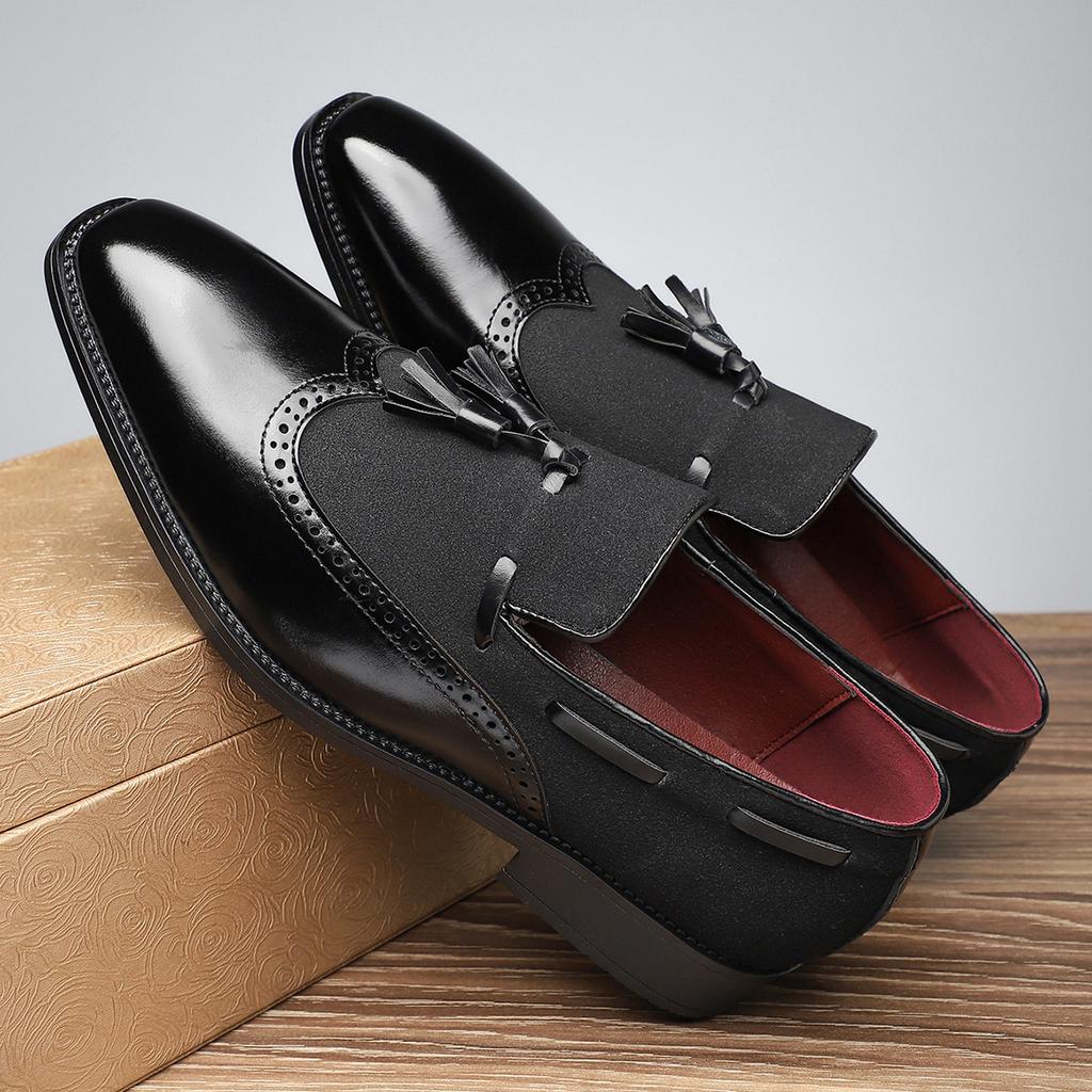 Zapatos Nuevos para Hombre Zapatos de Vestir de Cuero Moda Borlas Punta Fina Casual de Negocios Zapatos Brogue