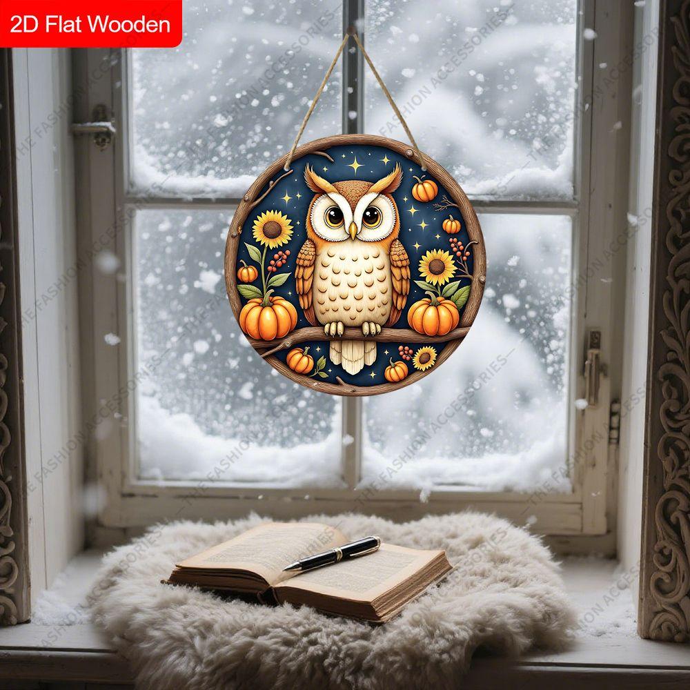 2D Plane Hanging Decorative Signs, Interior Wall or Door Decoration, Garden Decoration, Owl Pattern, Interesting Gifts for Family and Friends