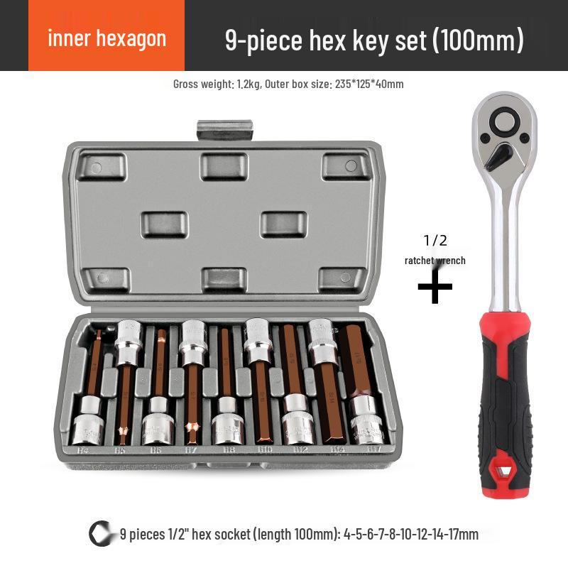 1/2" Electric Hex Socket Wrench and Screwdriver Bit Set