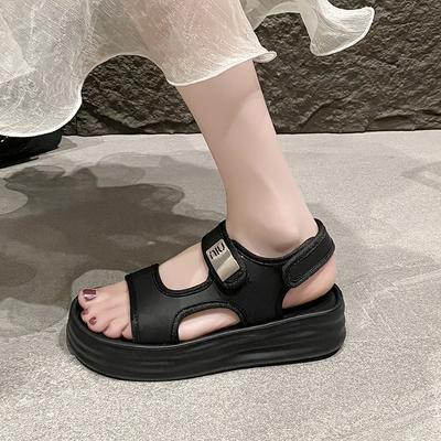 Lente en zomer nieuwe sandalen sportieve stijl open teen met één band dikke zool sandalen