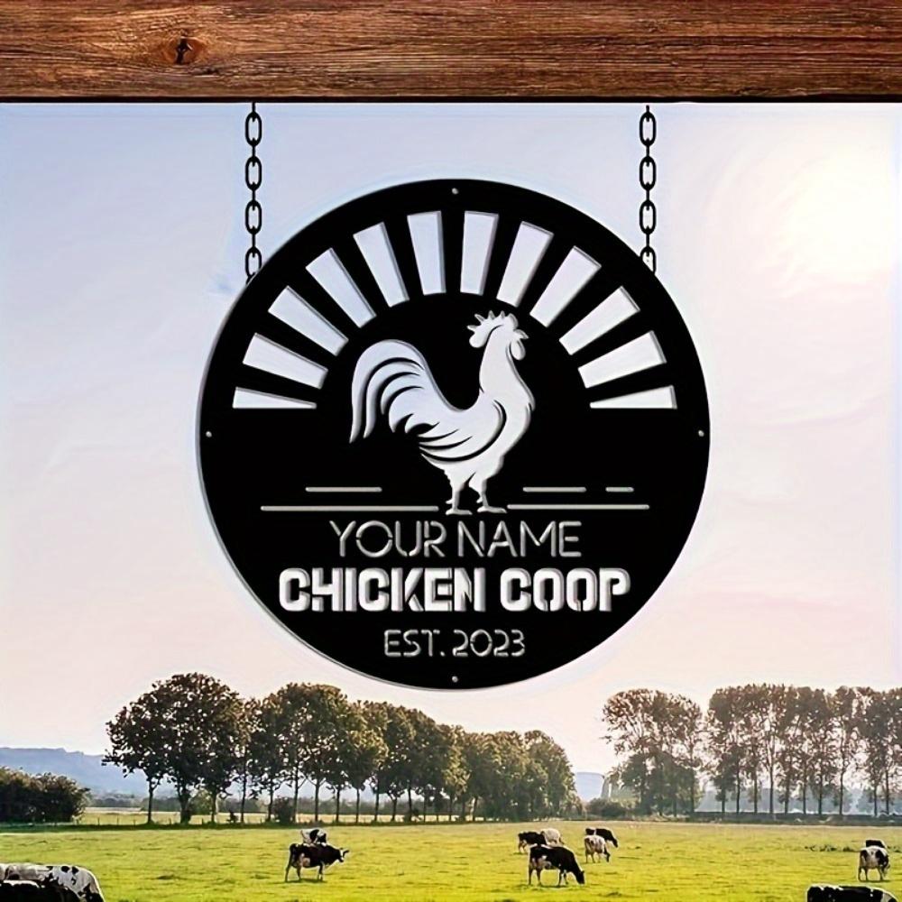 Customizable Metal Sign Chicken Coop Personalized Nameplate Farm Cottage Decor Easy Install Durable Gift