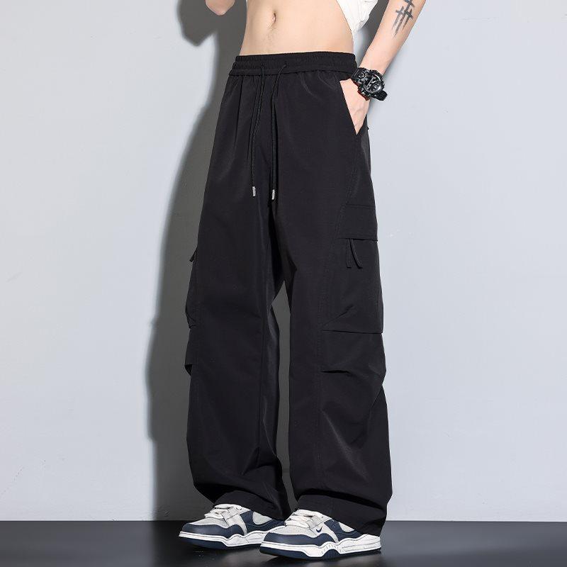 

Spring/Summer Men s Casual Wide-Leg Trousers, Hong Kong Style, Sizes M-8XL L чёрный