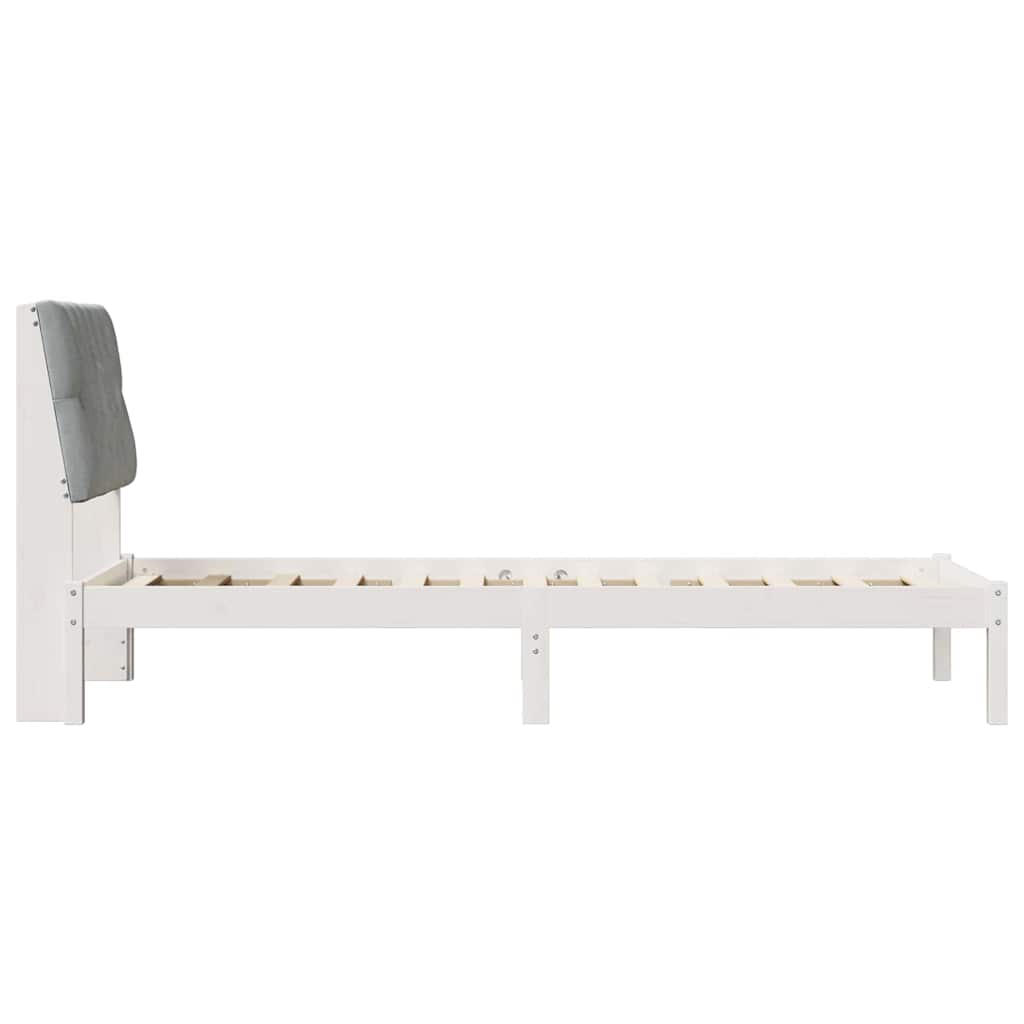 Bed Frame with Upholstered Headboard White 75 x 190 cm