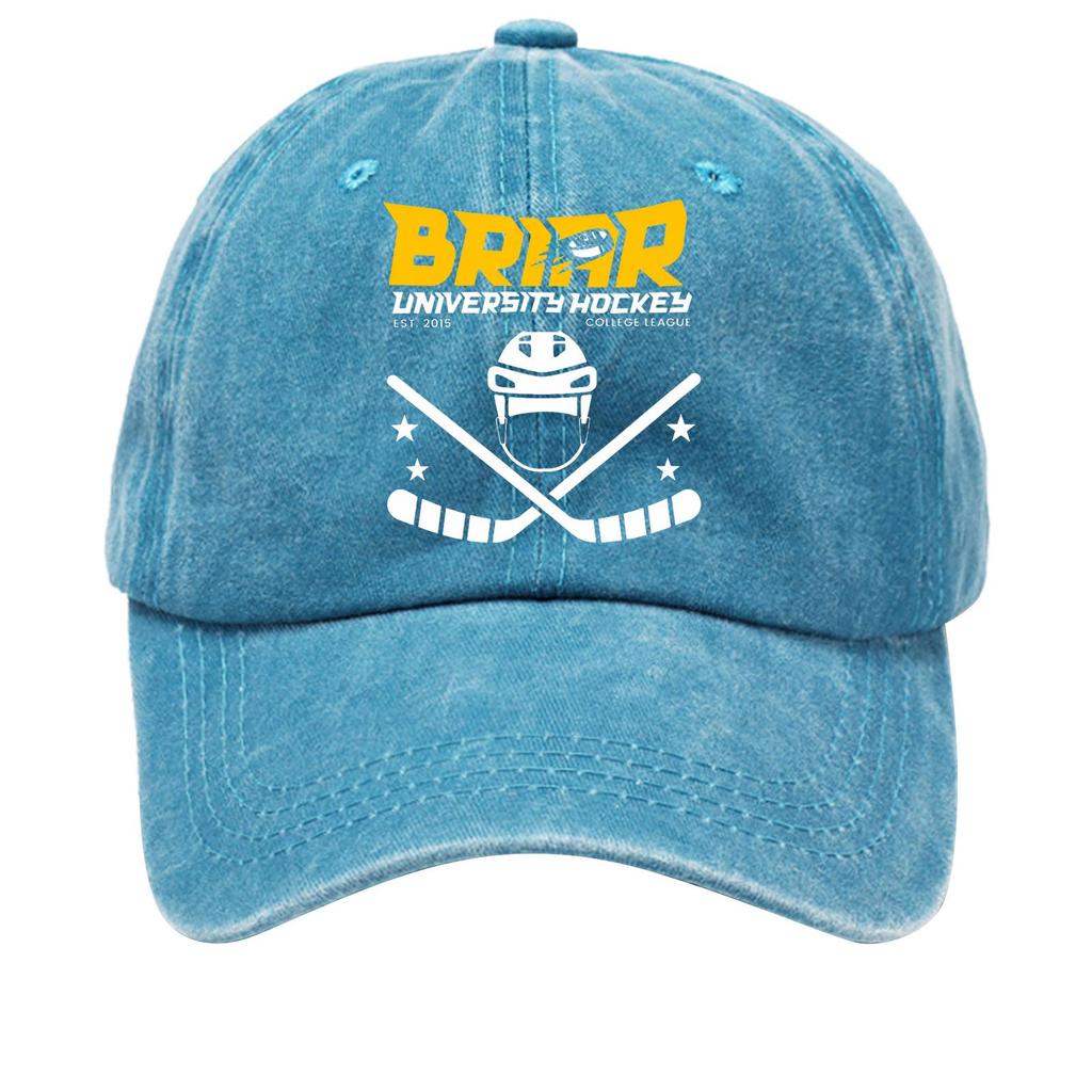Washed Cotton Baseball Cap Vintage Soft Top Denim Hat Adjustable Strap Printed Design College League Sports Style Unstructured Fit