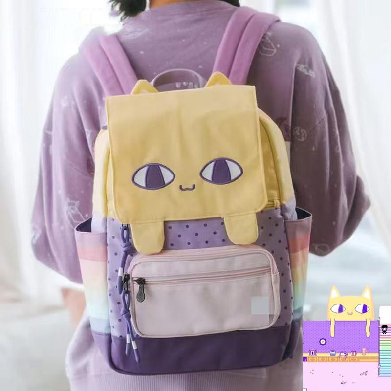 Cute Yellow Cat Anime Backpack Lightweight Large Capacity School Bag For Students Travel Rucksack