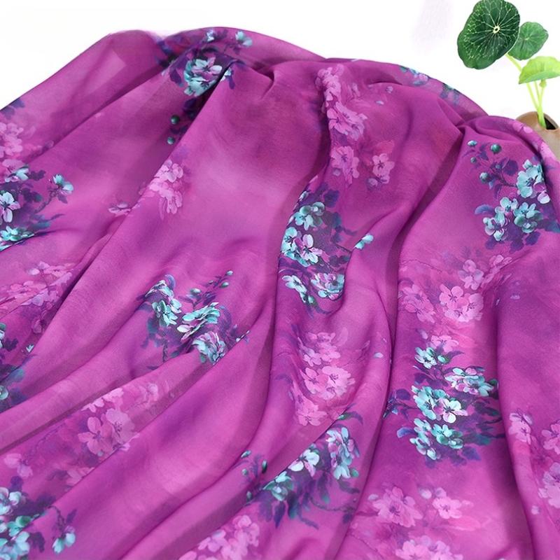100x150cm 30D Printed Chiffon Ink Chinese Style Fabric Transparent for Sewing Skirt Gauze Scarf Clothing Fabric