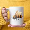 Ceramic Coffee Mug, White Bee and Honeycomb Pattern, Suitable for Home, Office and Gift Use