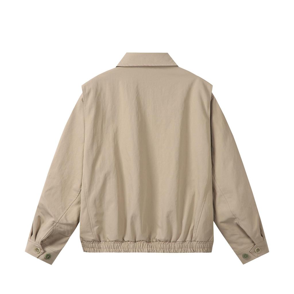 QIYOU 2025 Autumn American Retro Unisex Solid Color Jacket