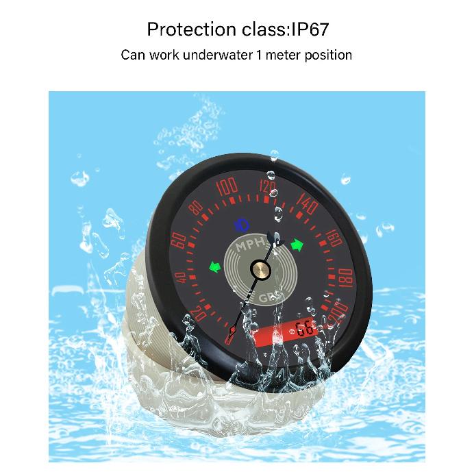 ELING 85mm GPS Speedometer 0-160km/h 0-220MPH Total Mileage Adjustable with Red Yellow Backlight for Car Yacht Universal 9-32V