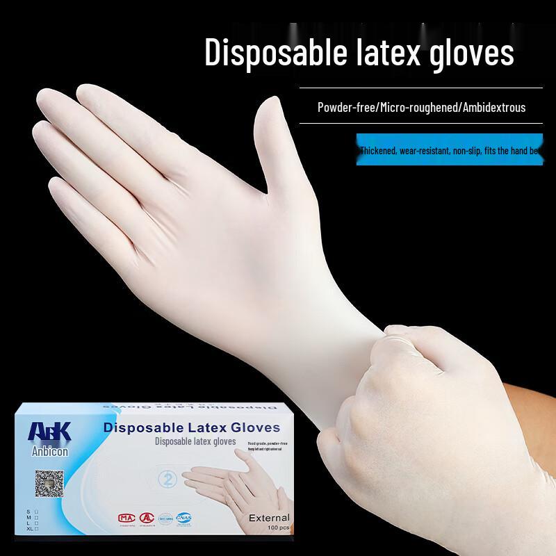 Anbikang 0772 Disposable Latex Gloves, 100 Count