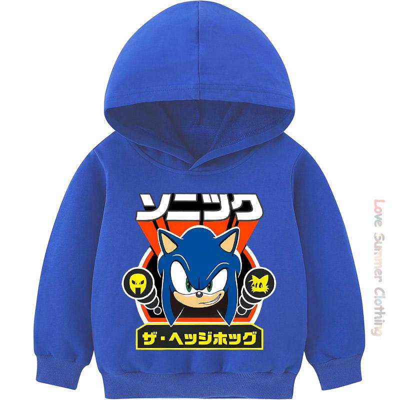 Sudadera con capucha para niños de 4 a 14 años Estampado HD de Sonic Sudadera fina para niños Sudadera con capucha de manga larga para otoño Ropa casual sencilla para niñas Poliéster